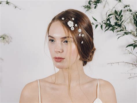 Bridal Flower Hair Pins Set Floral Wedding Plait Hair Pins Etsy Uk