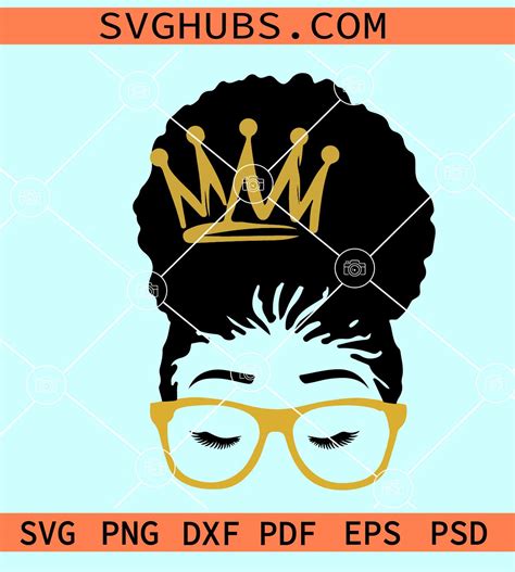 Afro Puff Queen With Crown Svg Black Queen With Crown Svg Black Woman Svg