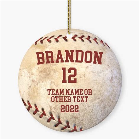 Personalized Number And Name Vintage Christmas Baseball Ornaments Hanging Baseball