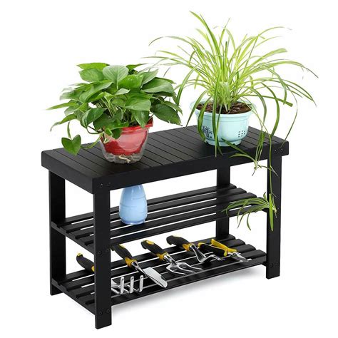 Buy SONGMICS Shoe Rack Bench 3 Tier Bamboo Shoe Organizer Storage Shelf