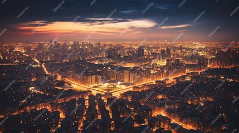 Premium AI Image | A cityscape at night with a cityscape in the background.