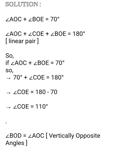 In Figure Line Ab And Cd Intersect At 0 If Angle Aoc Angle Boe 70