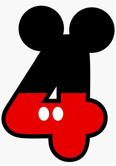 Numbers Numero 4 Mickey Mouse Transparent Png 900x1239 Free