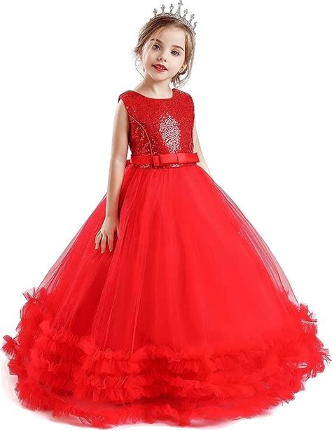 Nnjxd Fille Sans Manches Fleur Princesse Sequin Pageant Robes Taille