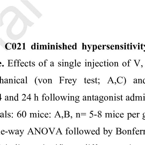 The Single Intrathecal Injection Of C021 Enhanced The Effectiveness Of