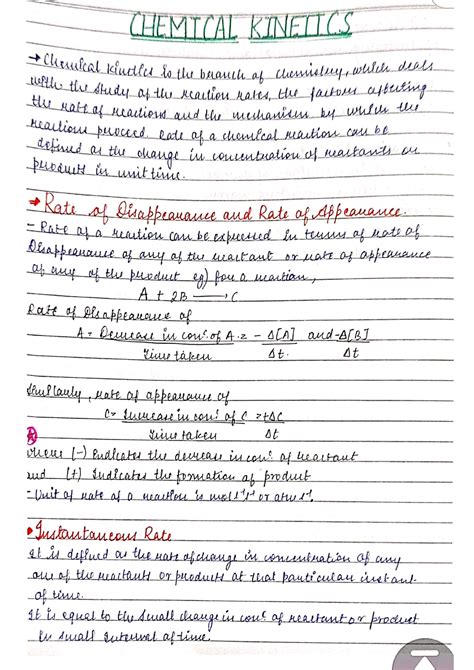 Science Class 12 Chemistry Notes On Chemical Kinetic Chemical