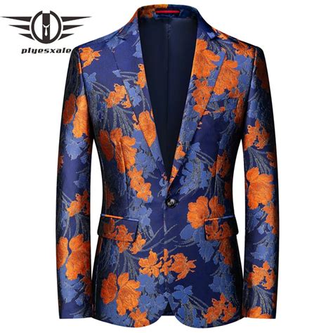 Plyesxale Floral Mens Blazer Jacket Slim Fit Print Blazers Fancy Dress Suit Jacket Terno