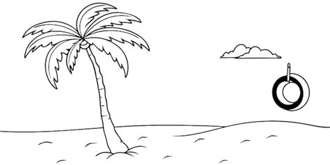 Premium Vector | A drawing of a palm tree on a beach with a drawing of ...