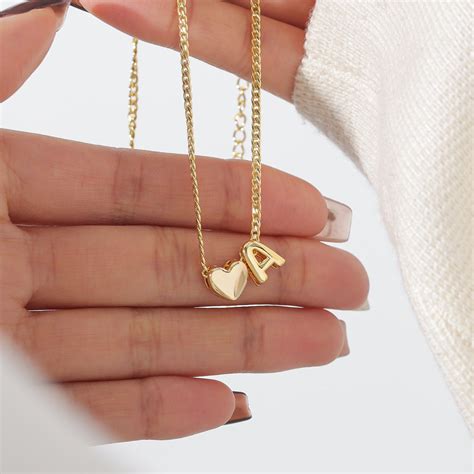 Bubble Initial Letter Necklace 14k Gold Custom 3d Heart Bubble Letter