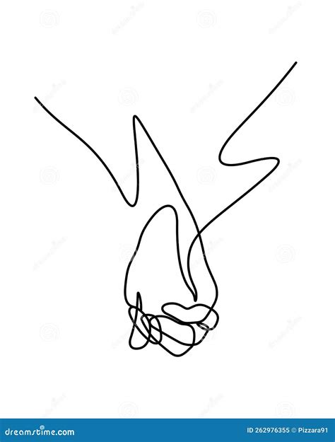 Couple Hands Holding Together In Continuous Line Drawing Minimalism