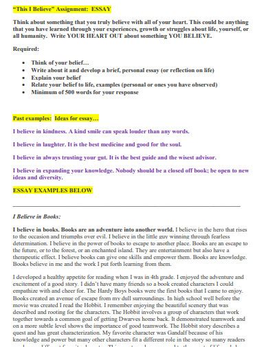 This I Believe Essay 30 Examples Format How To Write Pdf