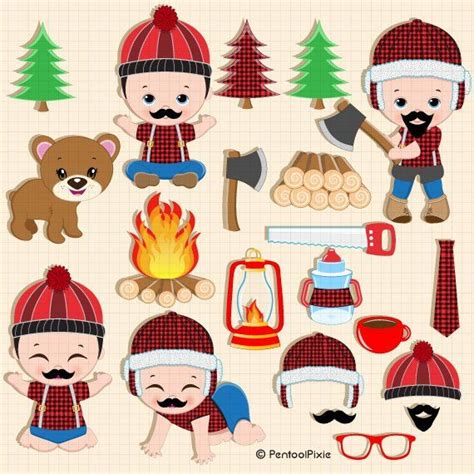 Lumberjack Clipart Baby Lumberjack Camping Clipart Woodland Etsy