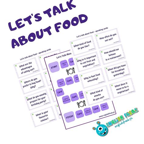 Food Speaking Cards Let s talk about food English Freak materiały