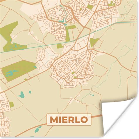 Poster Plattegrond Vintage Mierlo Kaart Stadskaart X Cm