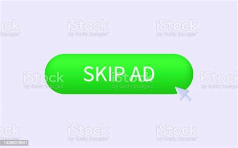 3d Green Button Skip Ads With Cursor Apply To Stop Continue Prohibited