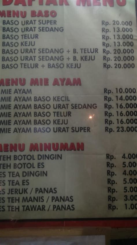 Menu At Bakso Berkah Wong Solo Restaurant East Jakarta