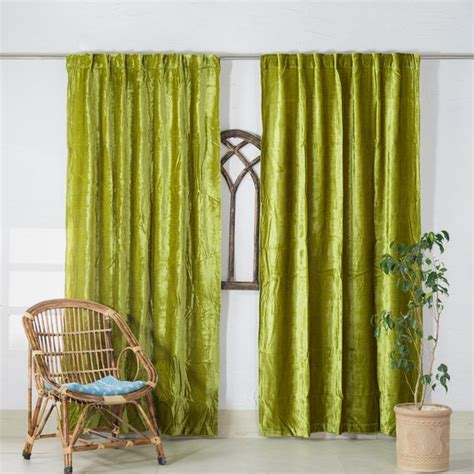 Luxury Velvet Curtain Green Velvet Curtain Bohemian Window Etsy