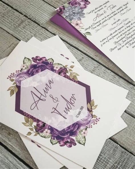 Invitatie Cu Plic Violet Mint Weddy Invitatii De Nunta