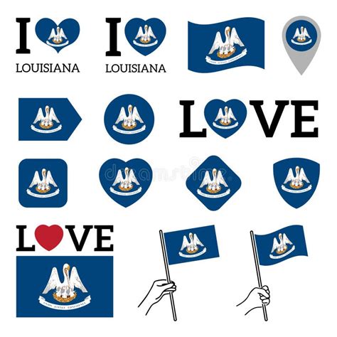 Flag Of Louisiana Set Of Vector Flags Stock Vector Illustration Of