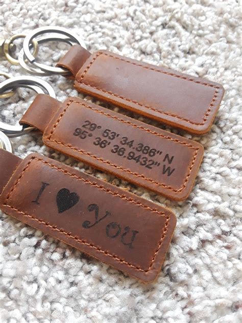 Personalized Leather Keychain Customized Keychaincustom Leather Key