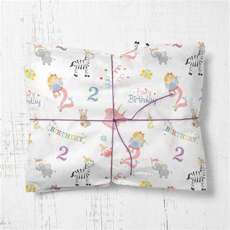 Kids Wrapping Paper Roll 2nd Birthday Wrapping Paper Roll Etsy