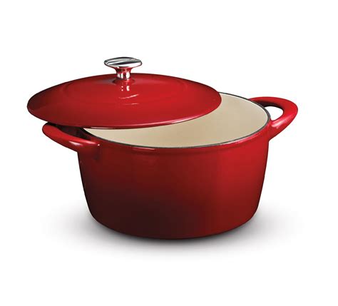 Kenmore 55 Quart Red Cast Iron Dutch Oven With Lid Home Kitchen