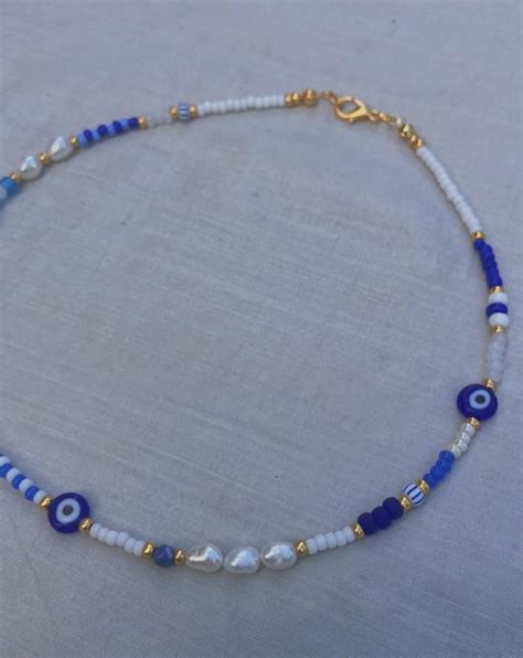 Evil Eye Choker Evil Eye Necklace Evil Eye Jewellery Beaded Necklace Blue Choker Choker Necklace