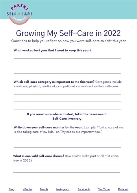 15 Printable Self Care Worksheets For Adults And Kids Put The