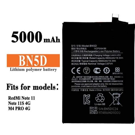 Redmi Note 11 4g Note 11s Battery Replacement Bn5d Battery With