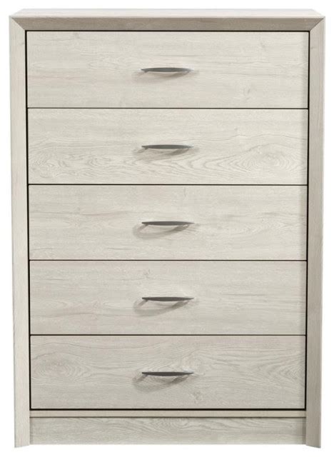 Bowery Hill Drawer Mid Century Engineered Wood Tall Dresser In White