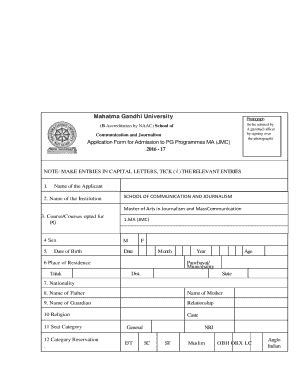 Fillable Online Mgu Ac Application Form And Details Mg University