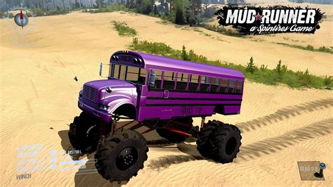 Spintires Mudrunner Megalodon Monster Truck Driving On Sand Whit