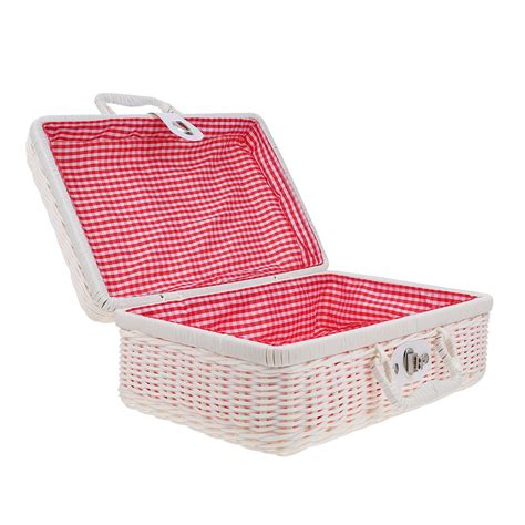 Storage Basket Rattan Box Suitcase Woven Wicker Lid Baskets Case