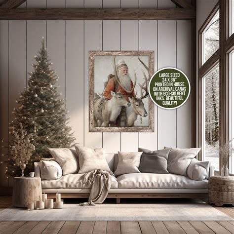 Santa Print Framed Custom Canvas Print Vintage Santa Claus With