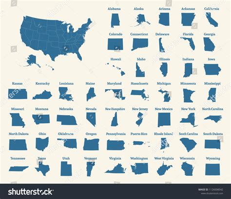 Outline Map United States America States Stock Vector (Royalty Free ...