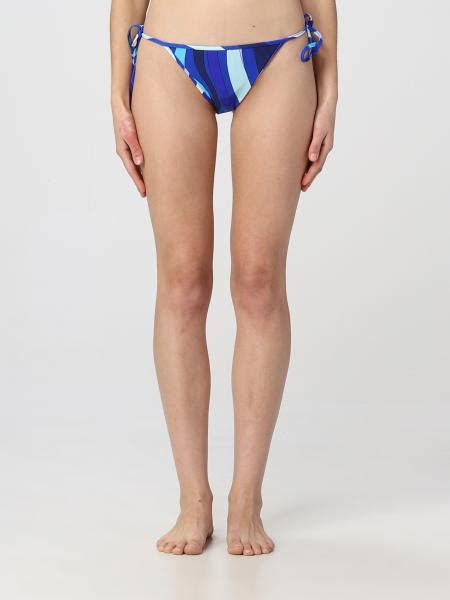 Emilio Pucci Outlet Bikini Bottoms In Printed Lycra Blue Emilio