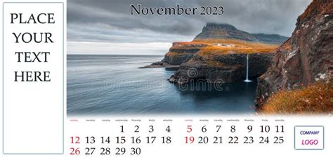 Desktop Monthly Calendar Template with Place Logo and Contact ...