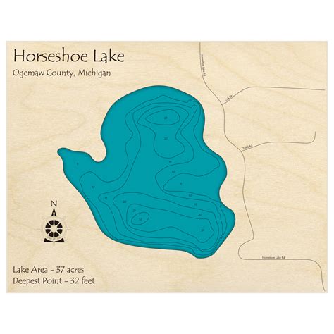 Horseshoe Lake 3d Custom Wood Map Lake Art Llc