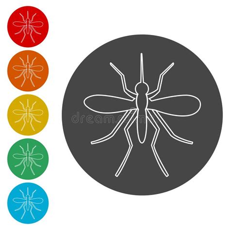 Mosquito Icons Set With Long Shadow Stock Vector Illustration Of