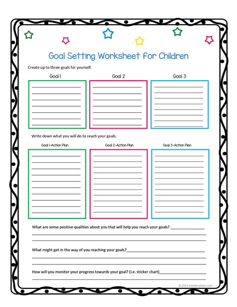 Goal Setting Worksheets For Kids