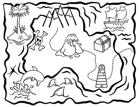 Kids Treasure Map Activity Coloring Page 6016096 Vector Art at Vecteezy