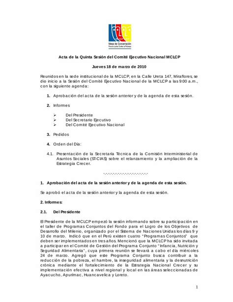 Pdf Acta De La Quinta Sesi N Del Comit Ejecutivo Nacional