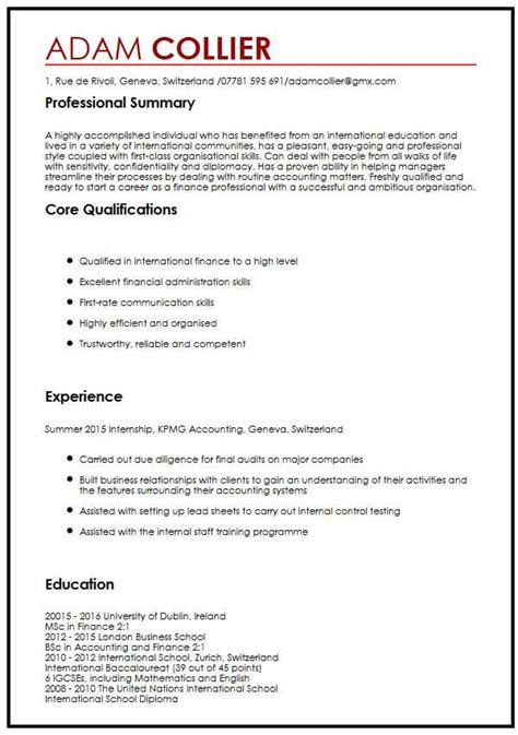 Cv Example For International Students Myperfectcv