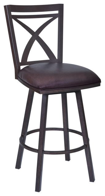 Nova Bar Height Swivel Metal Barstool In Auburn Bay Finish