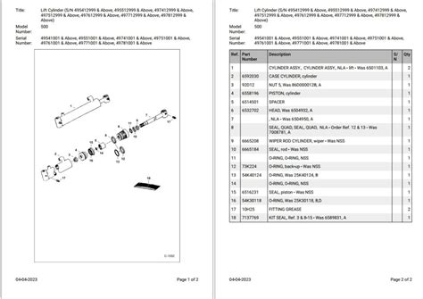 Bobcat Loader 500 Parts Catalog