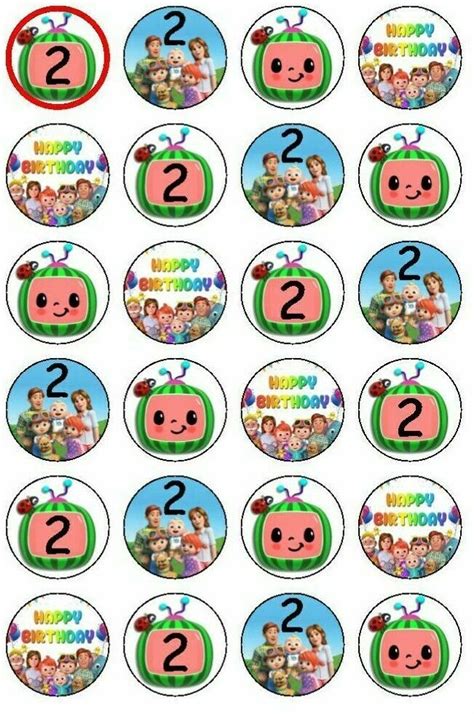 24 X 3 8cm Edible Cocomelon 2nd Birthday Inspired Cupcake Toppers Artofit