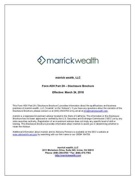 Fillable Online Part 2A Of Form ADV Disclosure Brochure February 16