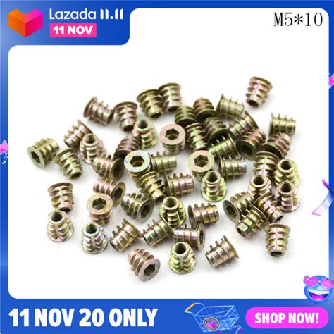 LANG 50Pcs M4 M5 M6 Zinc Hex Drive Head Screw Insert Nut Threaded For