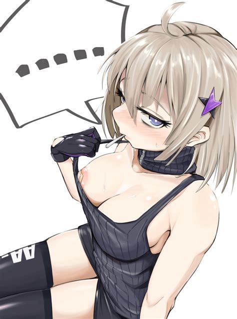 Rule 34 Aa 12 Girls Frontline Ahoge Areolae Bandaid Bandaids On Nipples Black Gloves