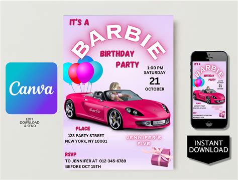 Toon Avatar Birthday Party Invitation Digital 3d Toon Barbie Etsy